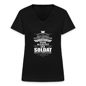 SOLDAT - Frauen-T-Shirt mit V-Ausschnitt - Schwarz - Vorne - Lela (165cm)