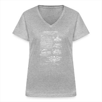Columbus City Patentkarte - Frauen-T-Shirt mit V-Ausschnitt - Grau meliert - Vorne - Lela (165cm)