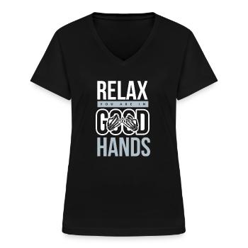 fysiotherapie - Vrouwen T-shirt met V-hals - zwart - Voor - Lela (165cm)