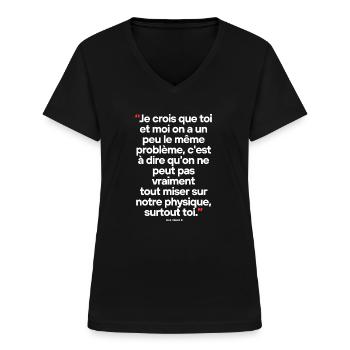 Les Bronzés Citation célèbre de séries TV / films - T-shirt col V Femme - noir - Devant - Lela (165cm)