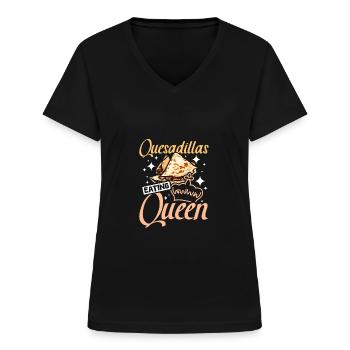 Quesadillas eating queen - Women's V-neck T-shirt - black - Front - Lela (165cm)