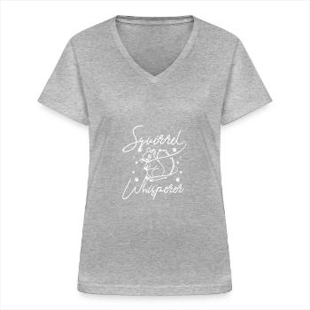 Squirrel whisperer - Frauen-T-Shirt mit V-Ausschnitt - Grau meliert - Vorne - Lela (165cm)