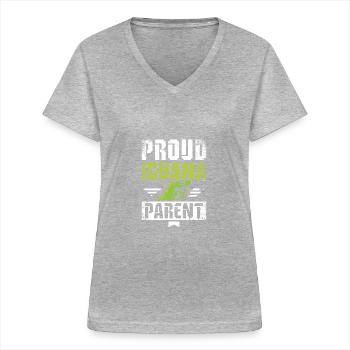Proud Iguanas parent - Frauen-T-Shirt mit V-Ausschnitt - Grau meliert - Vorne - Lela (165cm)