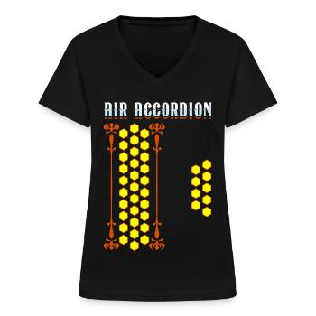 Air Accordion joue de la musique d’accordéon Rancheras - T-shirt col V Femme - noir - Devant - Lela (165cm)