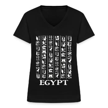 Hieroglyphen Pyramiden Altes Ägypten - Frauen-T-Shirt mit V-Ausschnitt - Schwarz - Vorne - Lela (165cm)