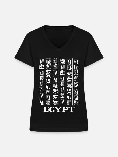 Hieroglyphen Pyramiden Altes Ägypten - Frauen-T-Shirt mit V-Ausschnitt - Schwarz