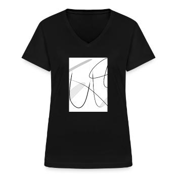 Linien und Punkte - Frauen-T-Shirt mit V-Ausschnitt - Schwarz - Vorne - Lela (165cm)