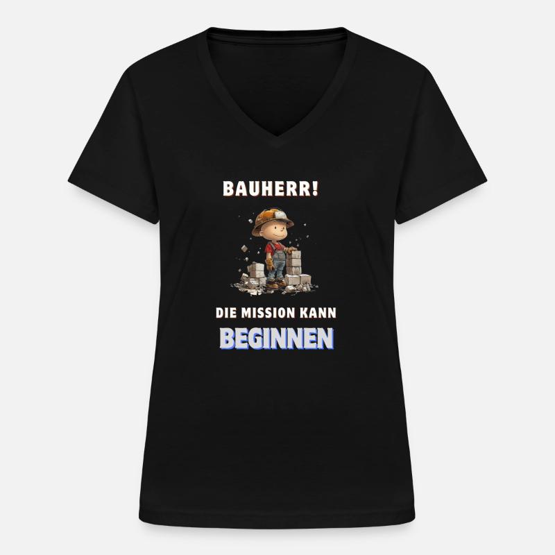 Bricklayer Builder House Building Crafts Gift House Purchase - Women's V-neck T-shirt - black