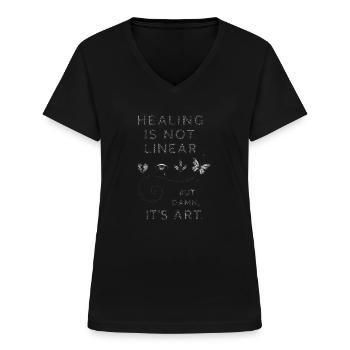 Healing Statement - Frauen-T-Shirt mit V-Ausschnitt - Schwarz - Vorne - Lela (165cm)