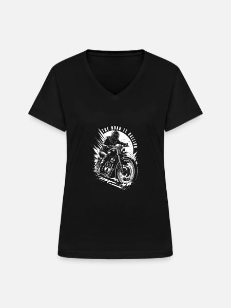 Die Straße ruft - Frauen-T-Shirt mit V-Ausschnitt - Schwarz
