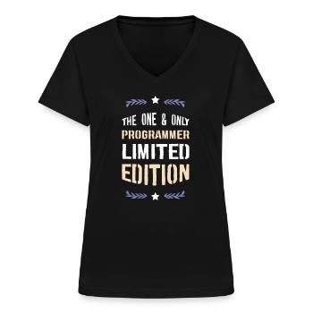 The One and Only Programmer Limited Edition - Frauen-T-Shirt mit V-Ausschnitt - Schwarz - Vorne - Lela (165cm)