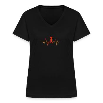 Golf Heartbeat Cool Gift For Golfer and Sport - Women's V-neck T-shirt - black - Front - Lela (165cm)