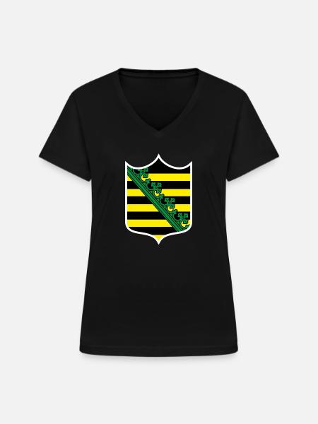 Sachsen - Frauen-T-Shirt mit V-Ausschnitt - Schwarz