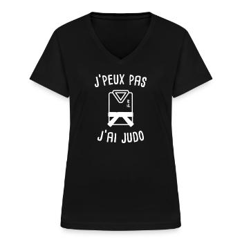 J'peux pas j'ai judo - T-shirt col V Femme - noir - Devant - Lela (165cm)