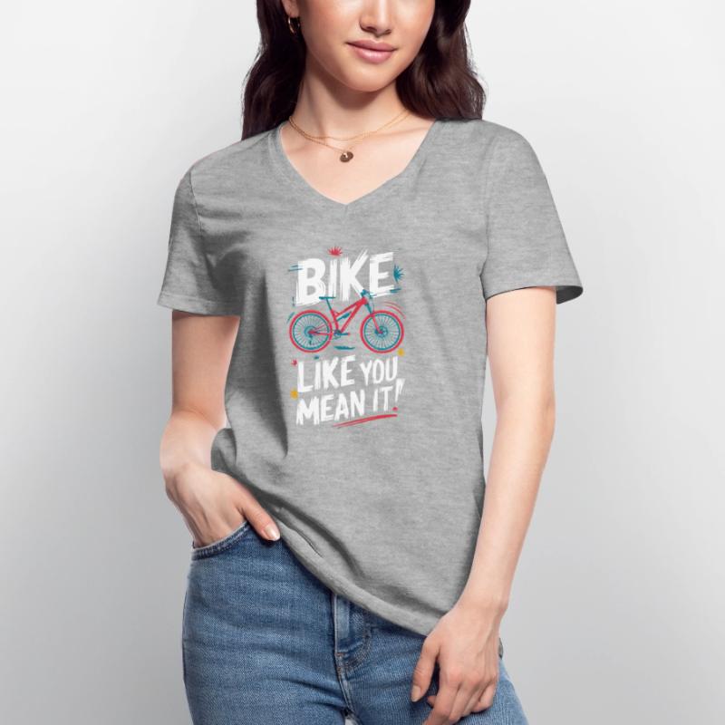 Conception dynamique de devis de vélo T-shirt col V Femme