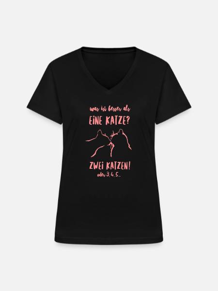 besser als eine Katze - Frauen-T-Shirt mit V-Ausschnitt - Schwarz