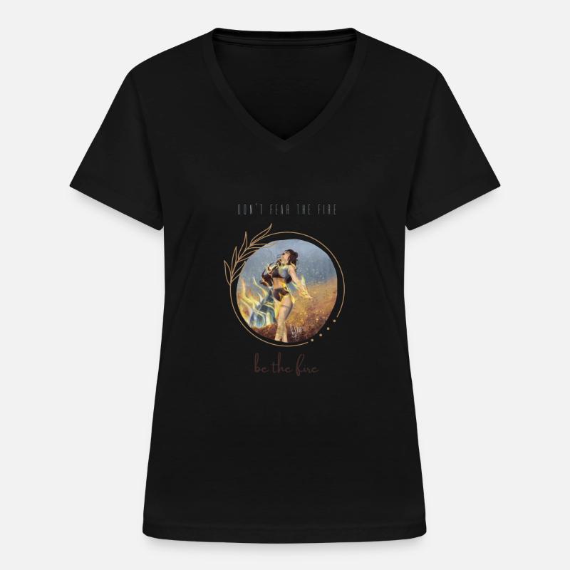Phönix,sei das feuer - Frauen-T-Shirt mit V-Ausschnitt - Schwarz