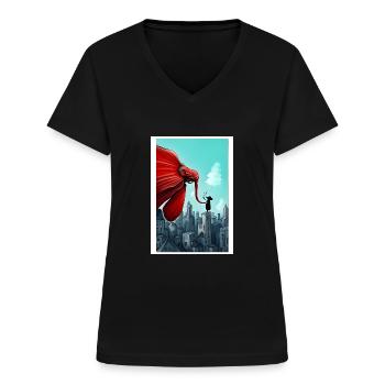un air de Banksy - T-shirt col V Femme - noir - Devant - Lela (165cm)
