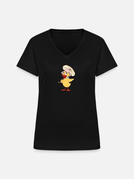 Schnatterinchen mit Schirm - Frauen-T-Shirt mit V-Ausschnitt - Schwarz