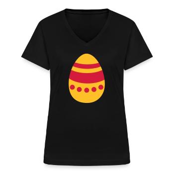Œuf de Pâques - T-shirt col V Femme - noir - Devant - Lela (165cm)