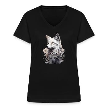 Polarfuchs - Frauen-T-Shirt mit V-Ausschnitt - Schwarz - Vorne - Lela (165cm)