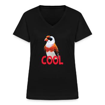 cooler Zebrafink - Australian zebra finch - Frauen-T-Shirt mit V-Ausschnitt - Schwarz - Vorne - Lela (165cm)