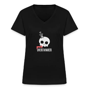 Overthinker - Chaos im Kopf - Frauen-T-Shirt mit V-Ausschnitt - Schwarz - Vorne - Lela (165cm)
