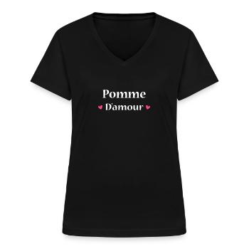 pomme d'amour - T-shirt col V Femme - noir - Devant - Lela (165cm)
