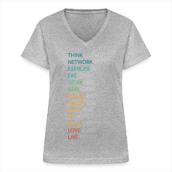 THINK POSITIVE - Women's V-neck T-shirt - sports grey - Front - Lela (165cm)