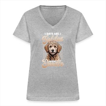 Goldendoodle Dog Breed - Women's V-neck T-shirt - sports grey - Front - Lela (165cm)