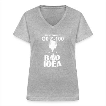 Machine de découpe CNC - T-shirt col V Femme - gris chiné - Devant - Lela (165cm)