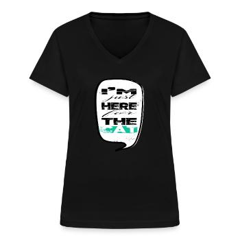 Fun Anti Chaton Chat Humour Saint-Valentin - T-shirt col V Femme - noir - Devant - Lela (165cm)