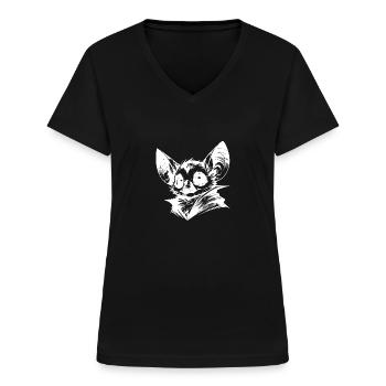 Gruselige süsses Fledermaus Baby Bleistiftskizze - Frauen-T-Shirt mit V-Ausschnitt - Schwarz - Vorne - Lela (165cm)