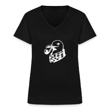 Pfeiferauchende Seefahrer Möwe als Küstenmotiv - Frauen-T-Shirt mit V-Ausschnitt - Schwarz - Vorne - Lela (165cm)