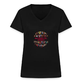 Nationalität mensch Rassismus Menschenrechte - Frauen-T-Shirt mit V-Ausschnitt - Schwarz - Vorne - Lela (165cm)