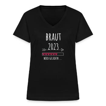 Zukünftige Braut 2023 Hochzeit Bride to be - Frauen-T-Shirt mit V-Ausschnitt - Schwarz - Vorne - Lela (165cm)