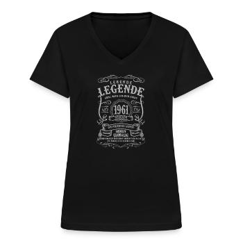 Jahrgang 1961 Geburtstag Geschenk - Frauen-T-Shirt mit V-Ausschnitt - Schwarz - Vorne - Lela (165cm)