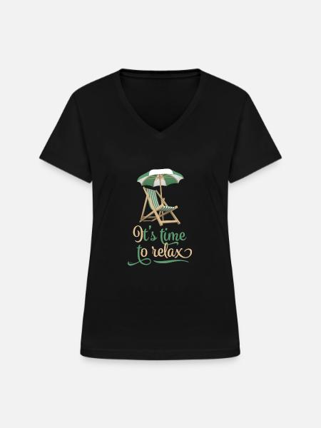 entspannen - Frauen-T-Shirt mit V-Ausschnitt - Schwarz