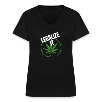 Legalize it Kiffer Shirt - Frauen-T-Shirt mit V-Ausschnitt - Schwarz - Vorne - Lela (165cm)