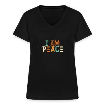 I am peace funny matching couples - Frauen-T-Shirt mit V-Ausschnitt - Schwarz - Vorne - Lela (165cm)