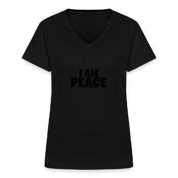 I am peace funny matching couples - Frauen-T-Shirt mit V-Ausschnitt - Schwarz - Vorne - Lela (165cm)