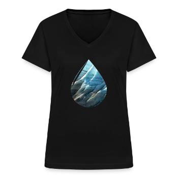 Larmes De Glacier - T-shirt col V Femme - noir - Devant - Lela (165cm)