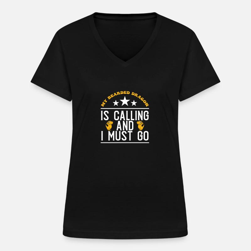 Bartagame Bearded Dragon - Frauen-T-Shirt mit V-Ausschnitt - Schwarz