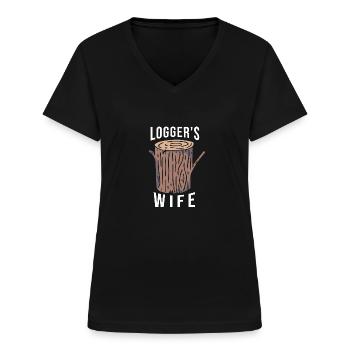 Logger Lumberjack Chainsaw - Women's V-neck T-shirt - black - Front - Lela (165cm)