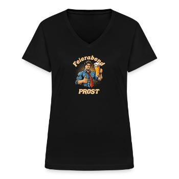 Feierabend Prost - Frauen-T-Shirt mit V-Ausschnitt - Schwarz - Vorne - Lela (165cm)