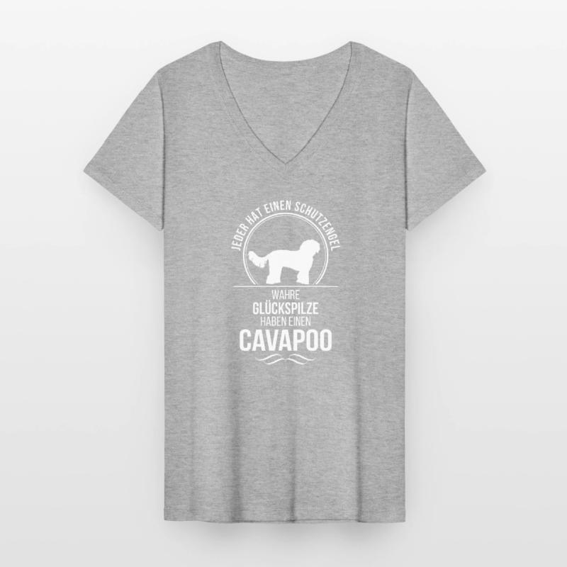 CAVAPOO Schutzengel Hunde Spruch Wilsigns Frauen-T-Shirt mit V-Ausschnitt