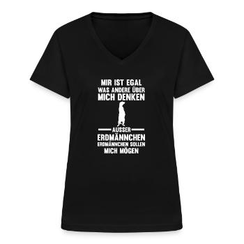 Erdmännchen - Frauen-T-Shirt mit V-Ausschnitt - Schwarz - Vorne - Lela (165cm)