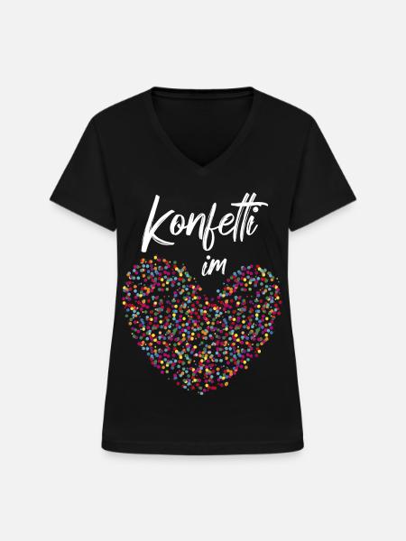 Stimmung Konfetti Fasching Karneval Silvester - Frauen-T-Shirt mit V-Ausschnitt - Schwarz