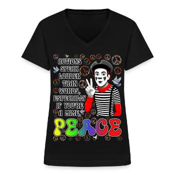 Frieden ist das Wichtigste - Frauen-T-Shirt mit V-Ausschnitt - Schwarz - Vorne - Lela (165cm)