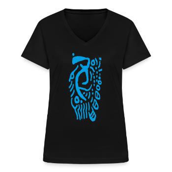 Viking Tribal - T-shirt col V Femme - noir - Devant - Lela (165cm)